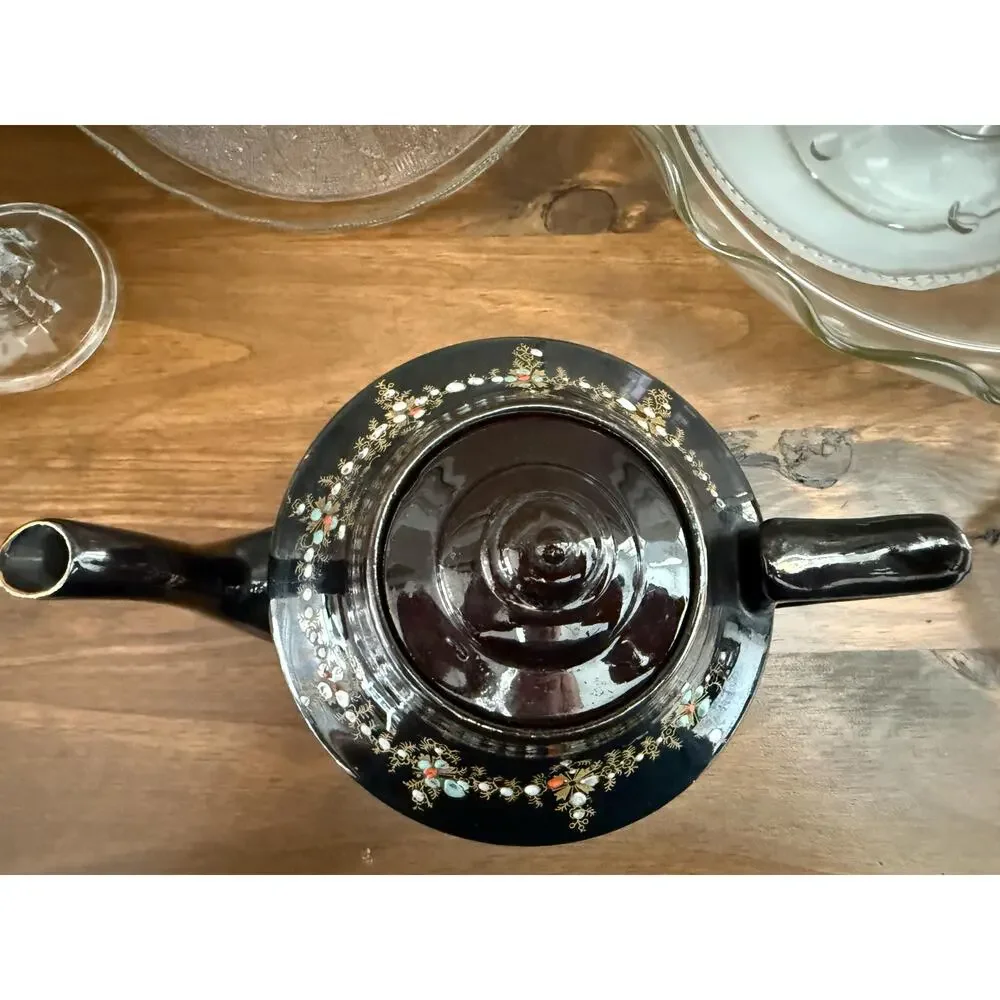 Vintage Price Brothers England Moriage Teapot Brown Gold Floral No. 7